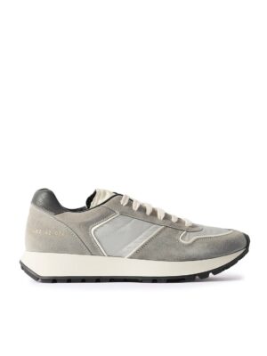 Common Projects - Track Leather-Trimmed Suede and Tech-Mesh Sneakers - Men - Gray - EU 46