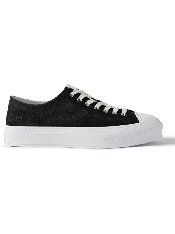 Givenchy - City Logo-Debossed Leather and Suede-Trimmed Canvas Sneakers - Men - Black - EU 40