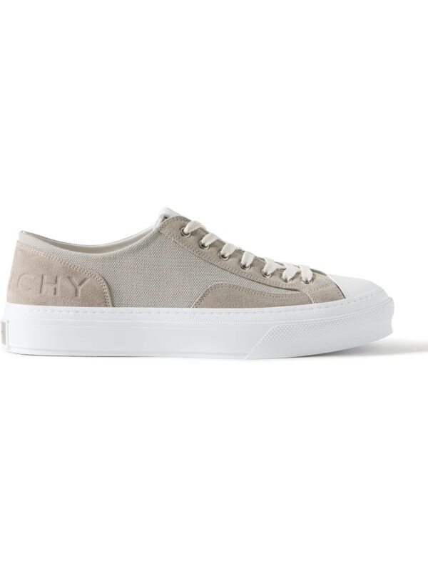 Givenchy - City Logo-Debossed Leather and Suede-Trimmed Canvas Sneakers - Men - Neutrals - EU 44